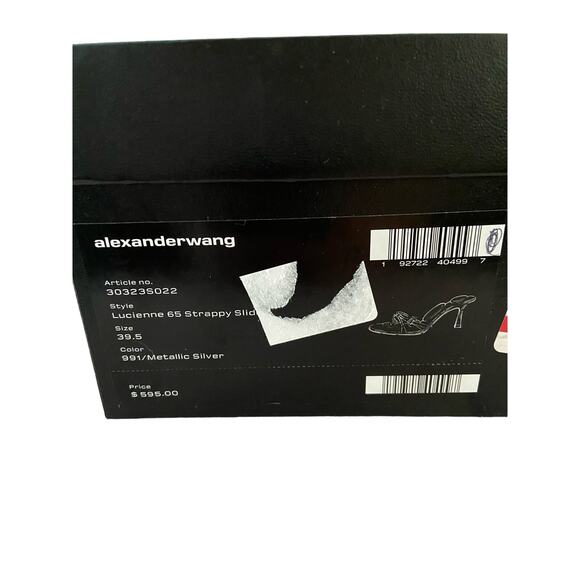 Alexander Wang Lucienne 65 Strappy Slide Sandals Leather Metallic Silver 38.5 - Picture 12 of 15